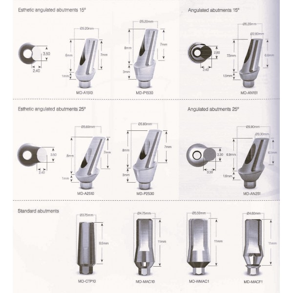 Abutment με γωνία 15° & βίδα