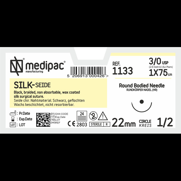 Μη απορροφήσιμα ράμματα MEDIPAC Silk 1133