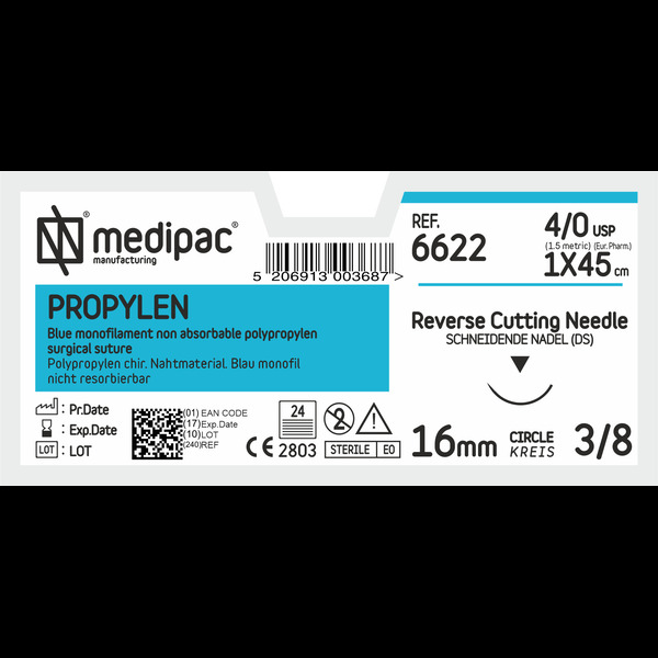 Μη απορροφήσιμα ράμματα MEDIPAC Propylen 6622