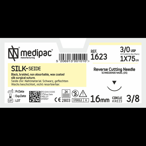 Μη απορροφήσιμα ράμματα MEDIPAC Silk 1623