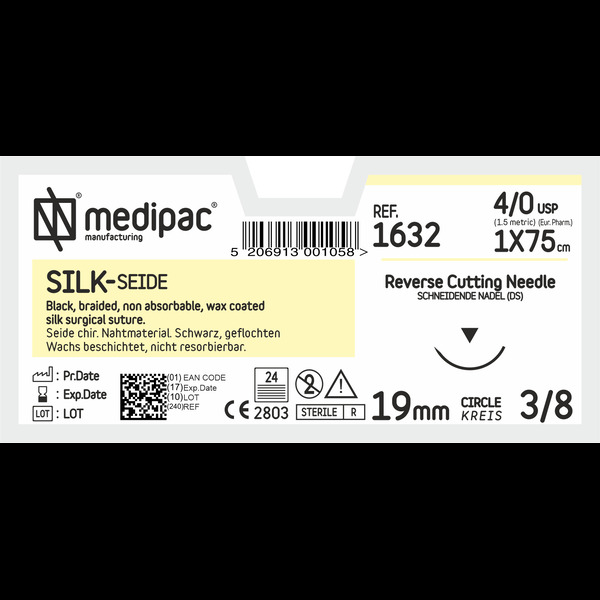 Μη απορροφήσιμα ράμματα MEDIPAC Silk 1632